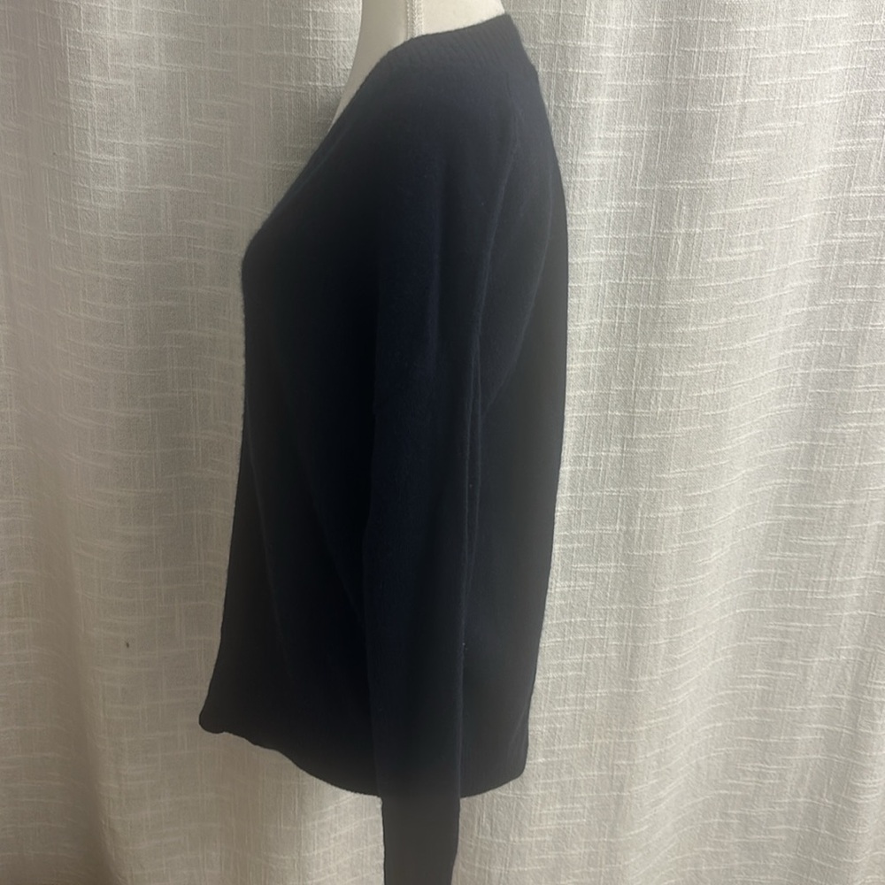 White + Warren sweater v neck wide rib slouchy cashmere navy size M + dustbag - Picture 5 of 8